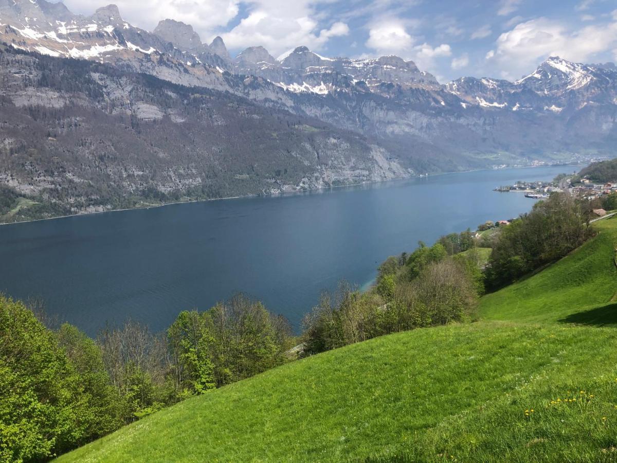 Luxuriöses Galerie-Penthouse direkt am Walensee Unterterzen Exterior foto